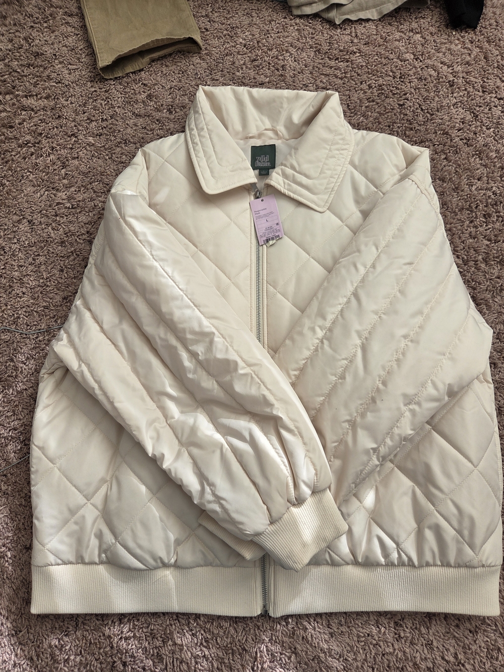 wild fable Quilted Puffer Jacket in Cream